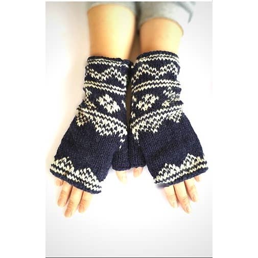Nordic Fingerless Wool Gloves - Assorted