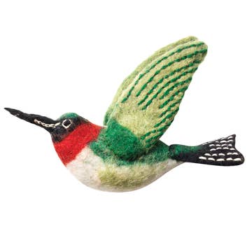 Ruby Throated Hummingbird Felt Ornament
