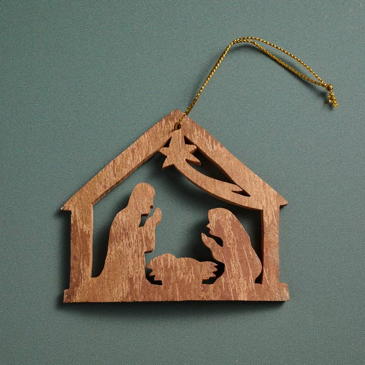 Cinnamon Bark Nativity Ornament (3&quot; H)