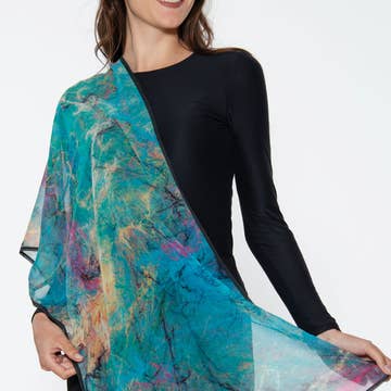 Turquoise &amp; Orchid  Aloka Cupro Scarf