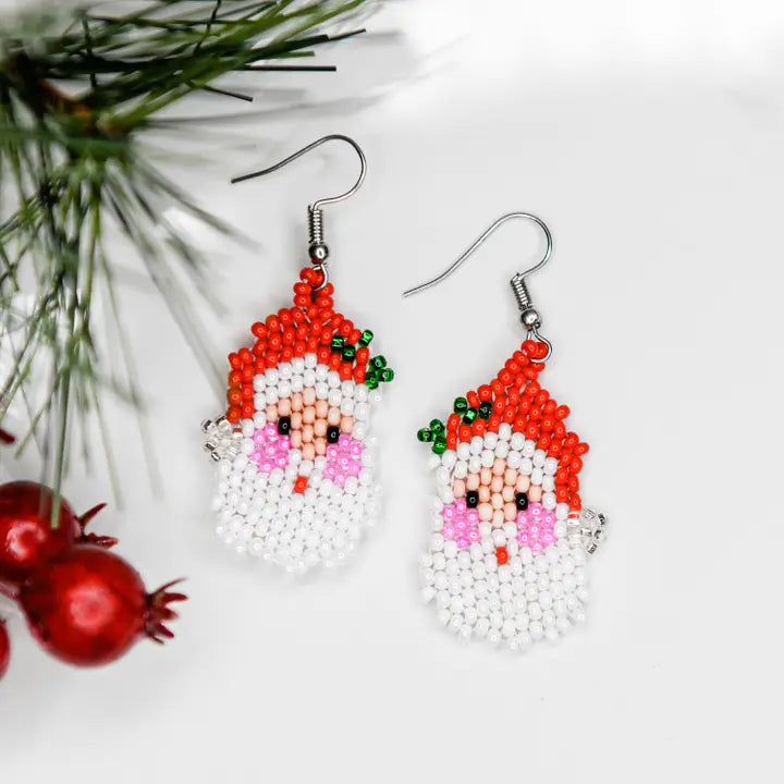 Beaded Santa Earrings