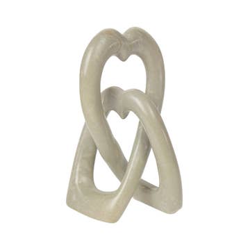 Kisii Stone Eternal Knot Heart Sculpture (6&quot; H)