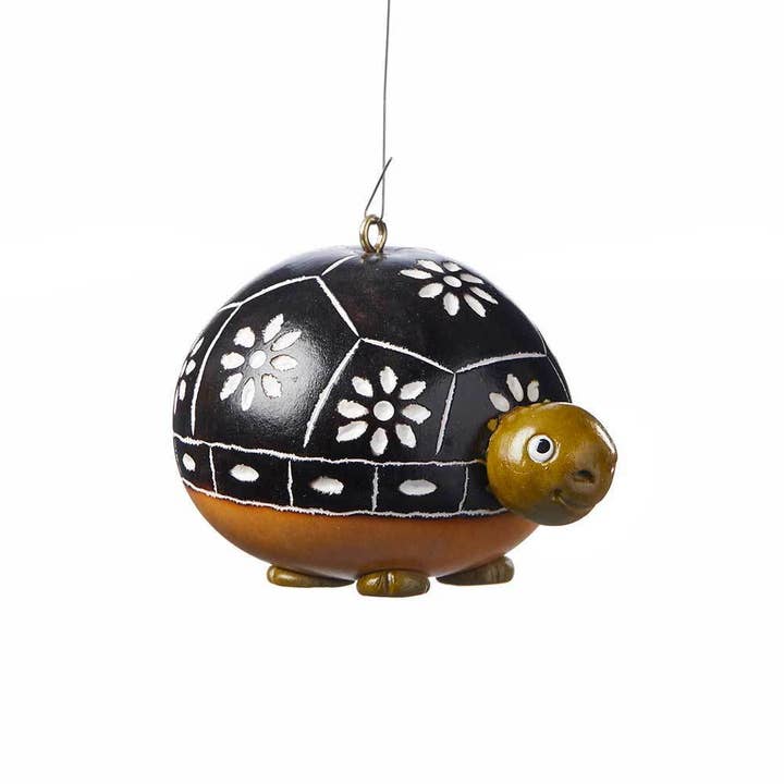 Etched Gourd Turtle Ornament