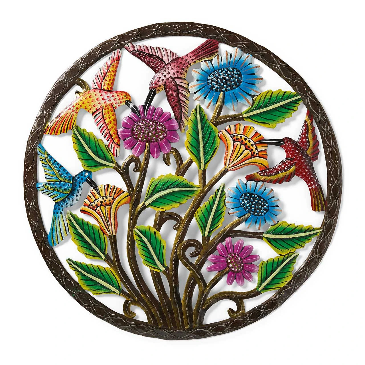 Painted Cutmetal Hummingbird Wall Hanging