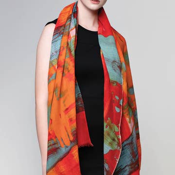 Red Multi Sakshi Fine Wool Shawl