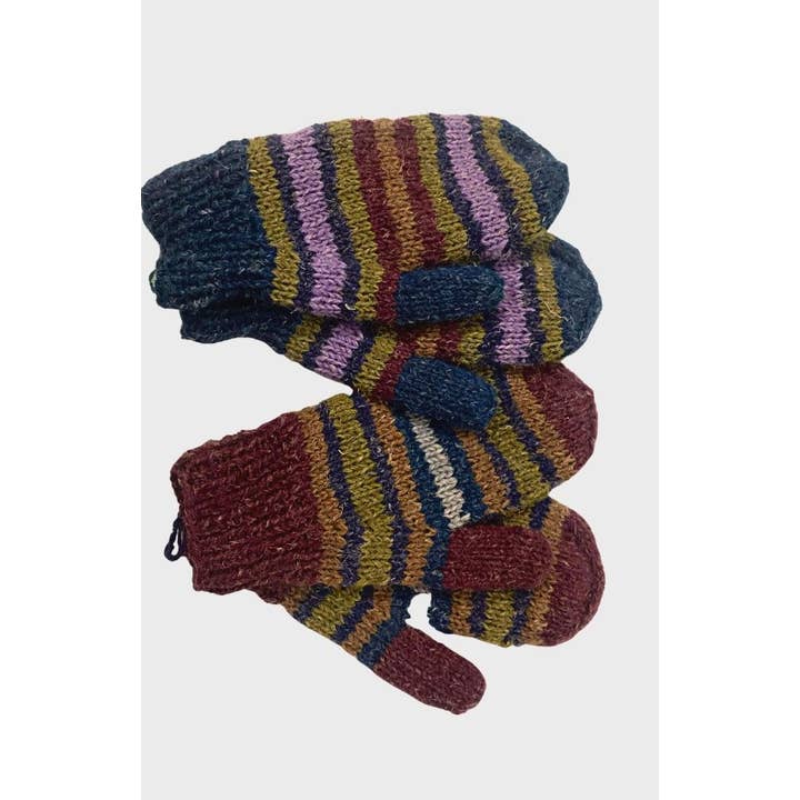 Striped Hemp &amp; Wool Mittens - Assorted
