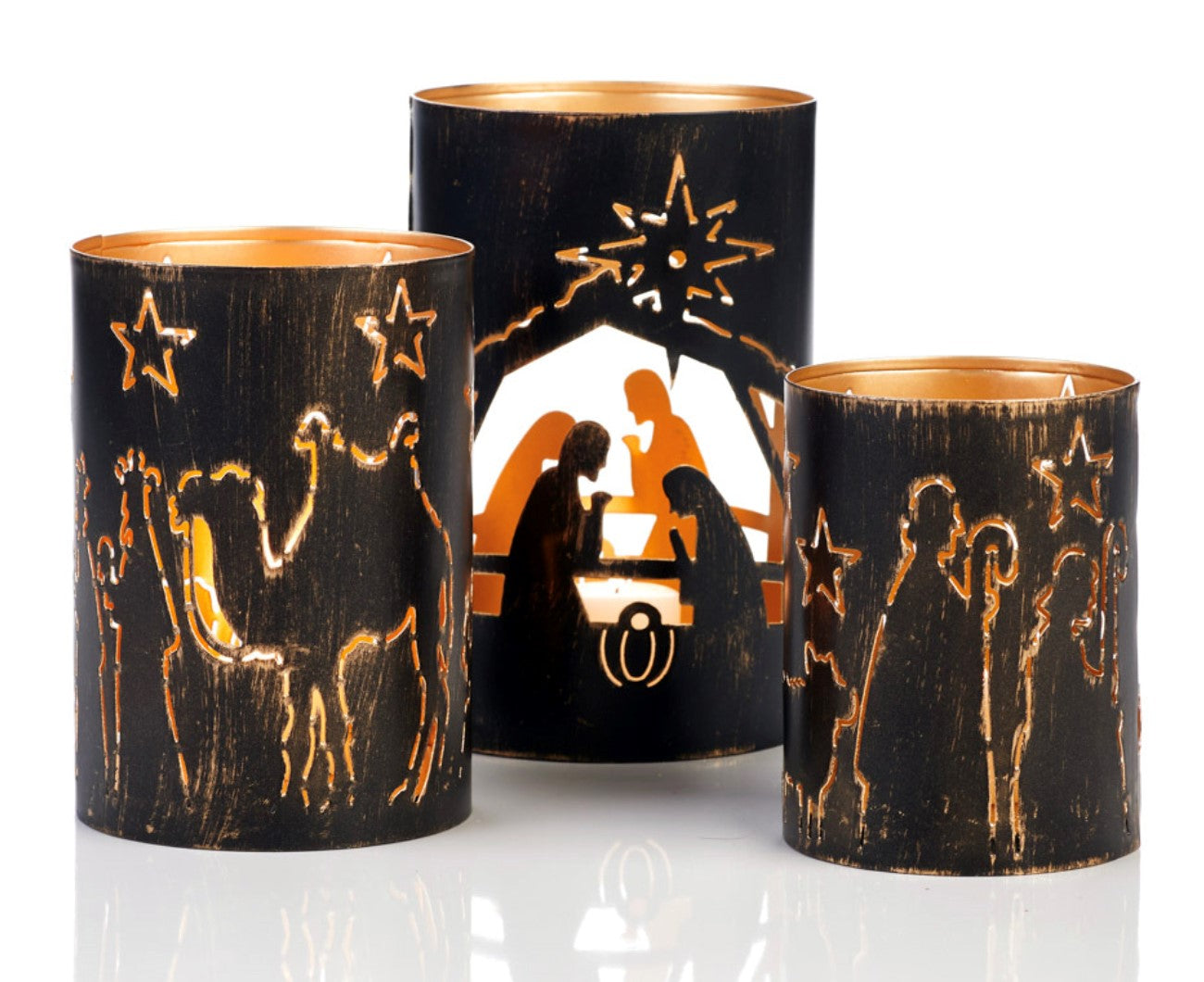 Set of 3 Candle Lantern Nativity - Noah's Ark