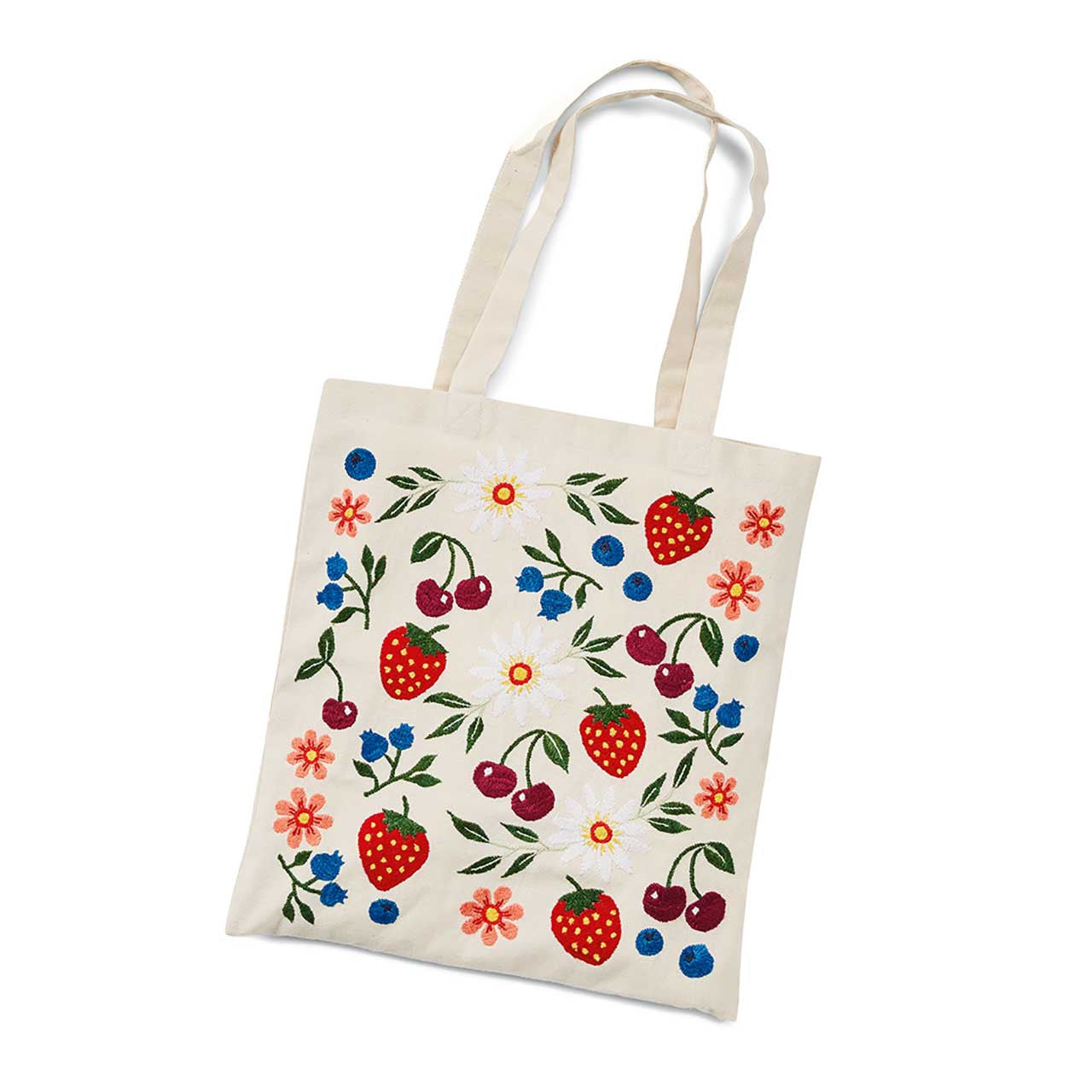 Strawberry Embroidered Tote Bag