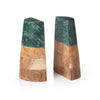 Acacia Wood and Green Marble Bookends