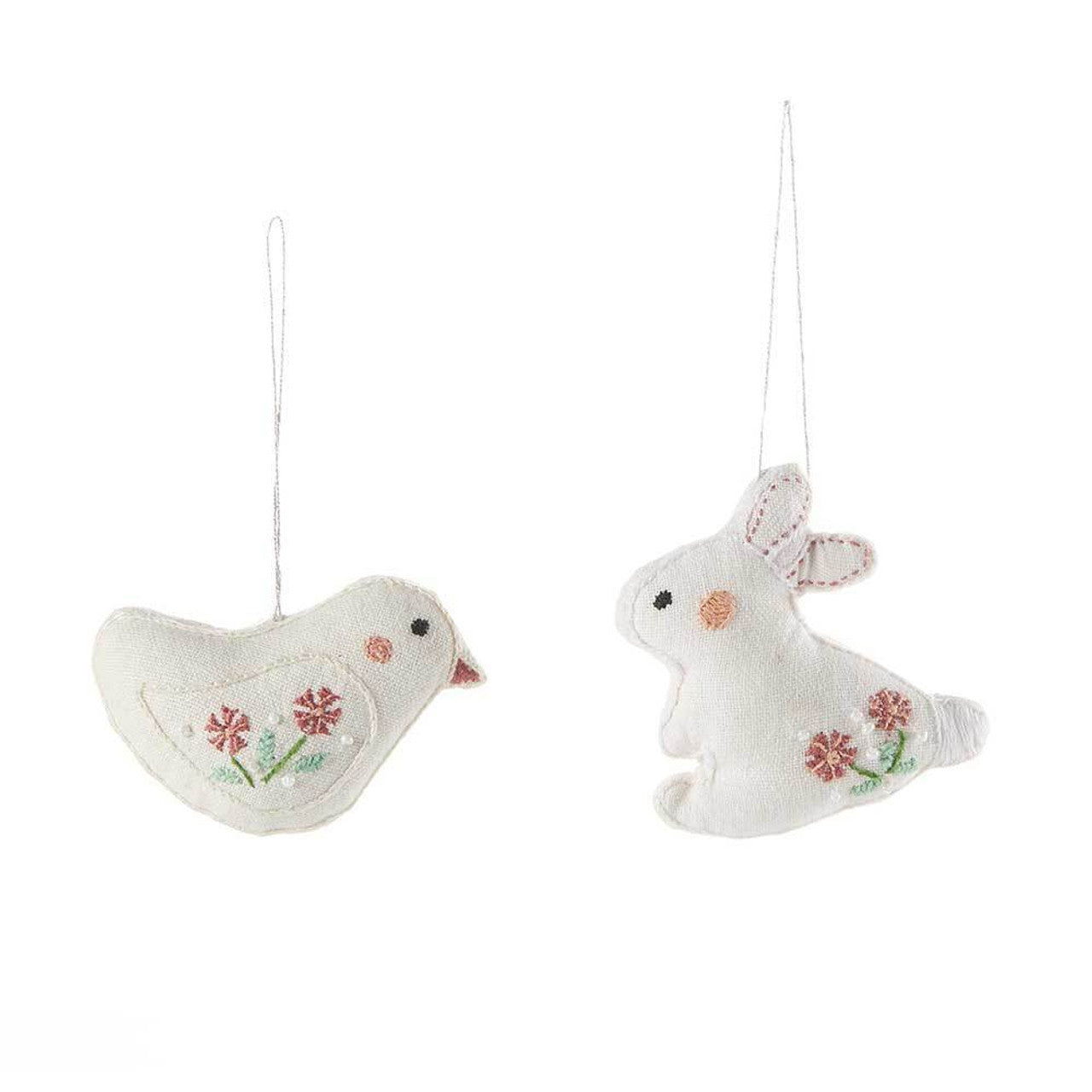 Embroidered Bunny And Chick Ornament
