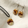 Amber Swirl Teardrop Fused Glass Necklace (18&quot; L)
