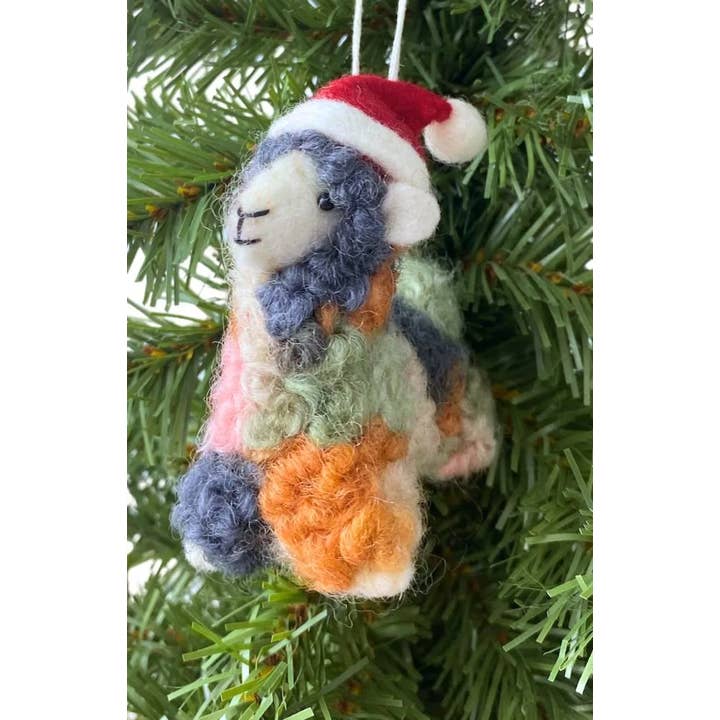 Felt Llama Santa Hat Ornament