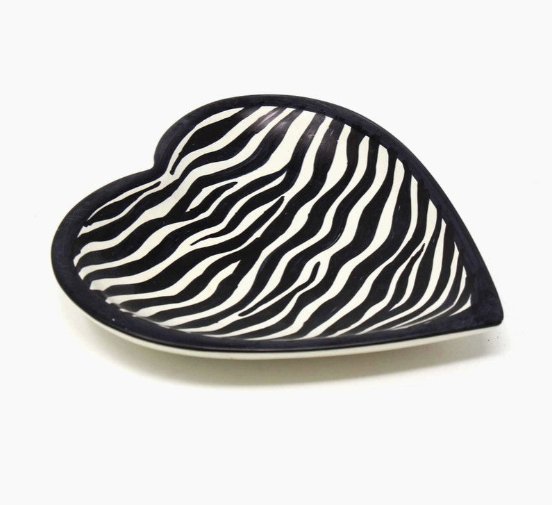 Zebra Stripe Kisii Stone Heart Dish