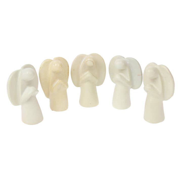 Natural Kisii Stone Angel (3" H)
