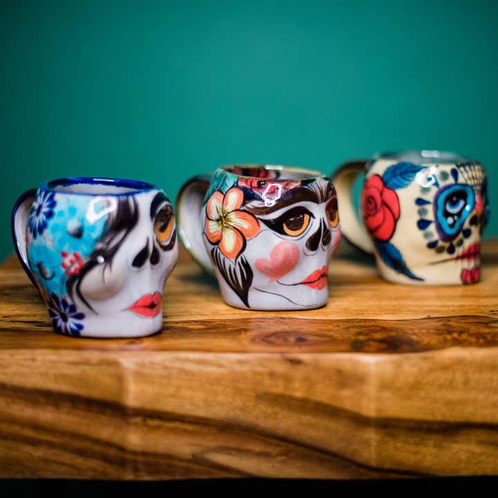 La Catrina Sugar Skull Painted Ceramic Mug