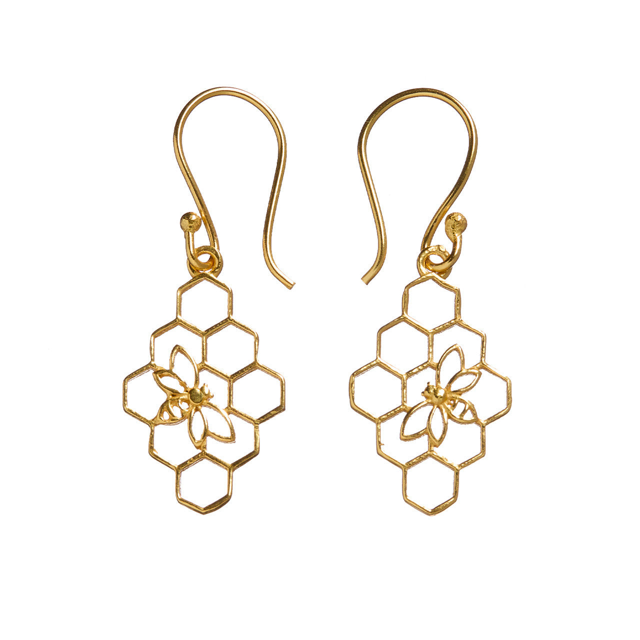 Beehive Gold-Plated Brass Earrings