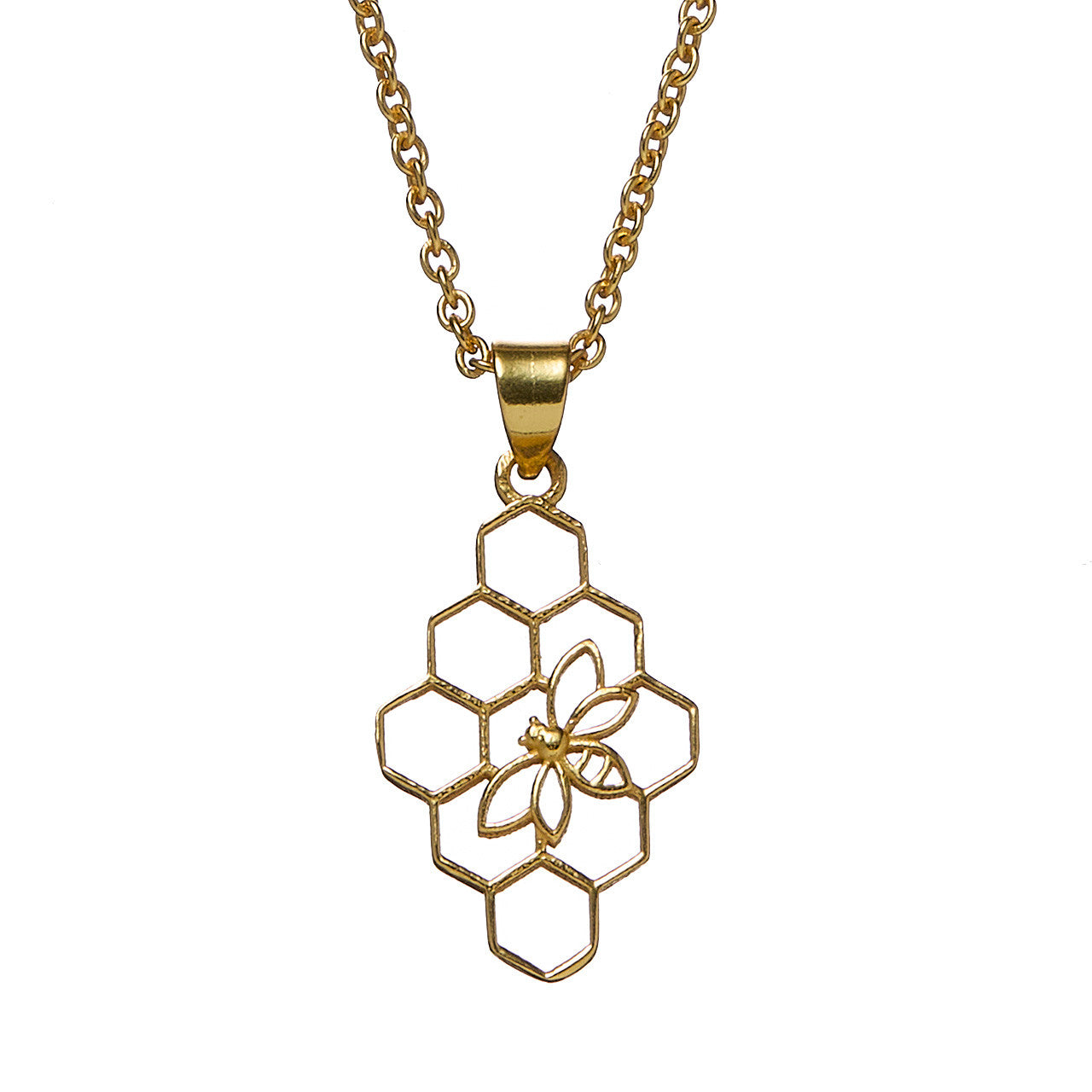 Beehive Gold-Plated Brass Necklace