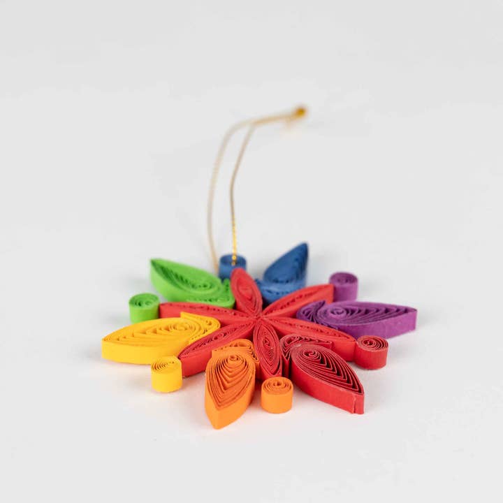 Rainbow Snowflake Quilled Paper Ornament (3&quot; D)