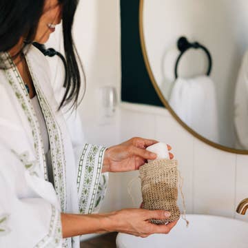 Natural Crochet Hemp Scrubbie Soap Bag (4&quot; x 6&quot;)