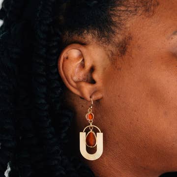 U-Shaped Drop Glass Bead Earrings