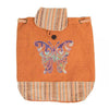 Orange Butterfly Embroidered Drawstring Backpack