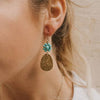 Turquoise Gold Coin Drop Earrings