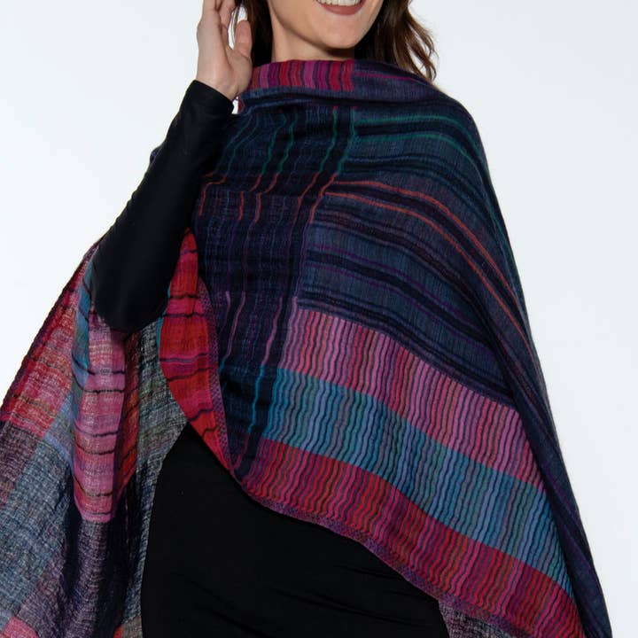 Blue Multi Kalya Cotton &amp; Wool Scarf