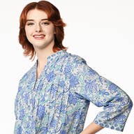 Blue/Aqua Blockprint Tamira Cotton Tunic