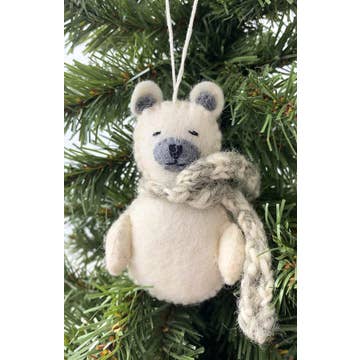 Felt Bear Ornament with Scarf