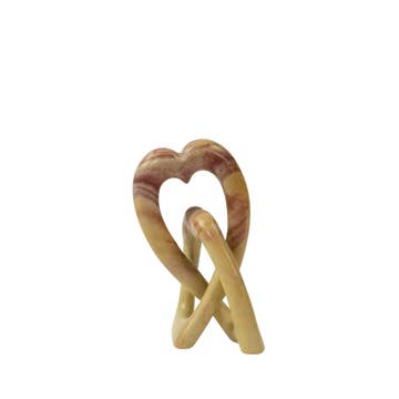 Kisii Stone Eternal Knot Heart Sculpture (6&quot; H)