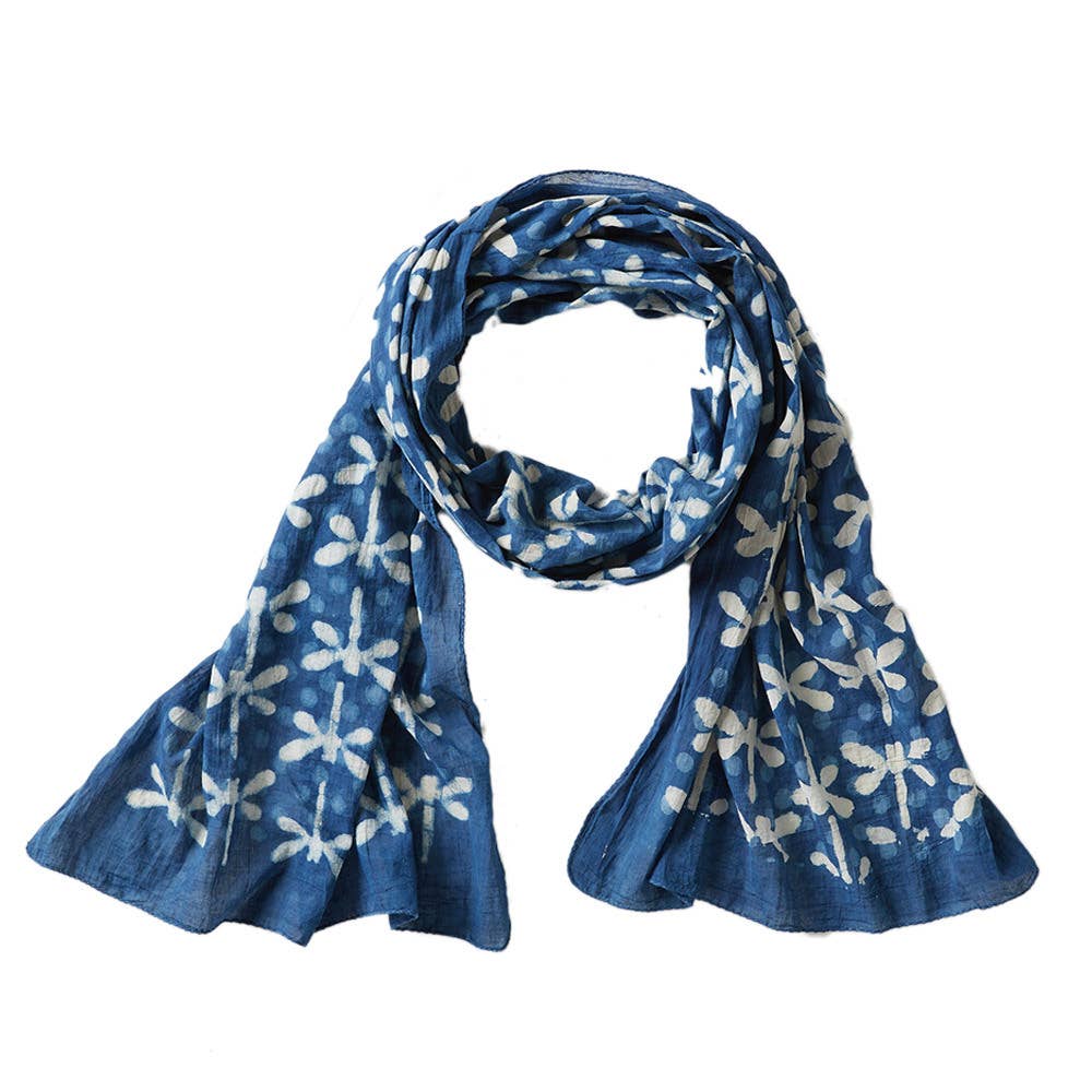 Blue/White Dragonfly Scarf 82" L