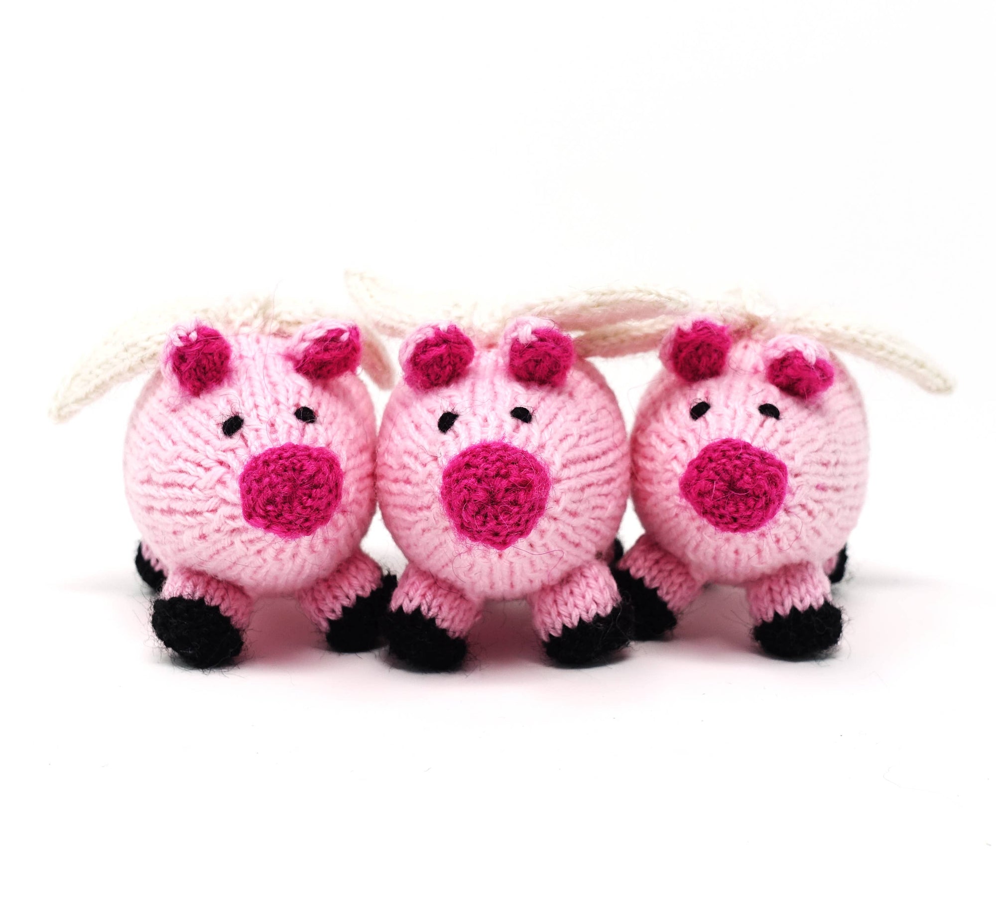 Handmade Flying Pig Knit Ornament - Fair Trade