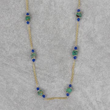 Recycled Sari &amp; Glass Bead Necklace (43&quot; L)
