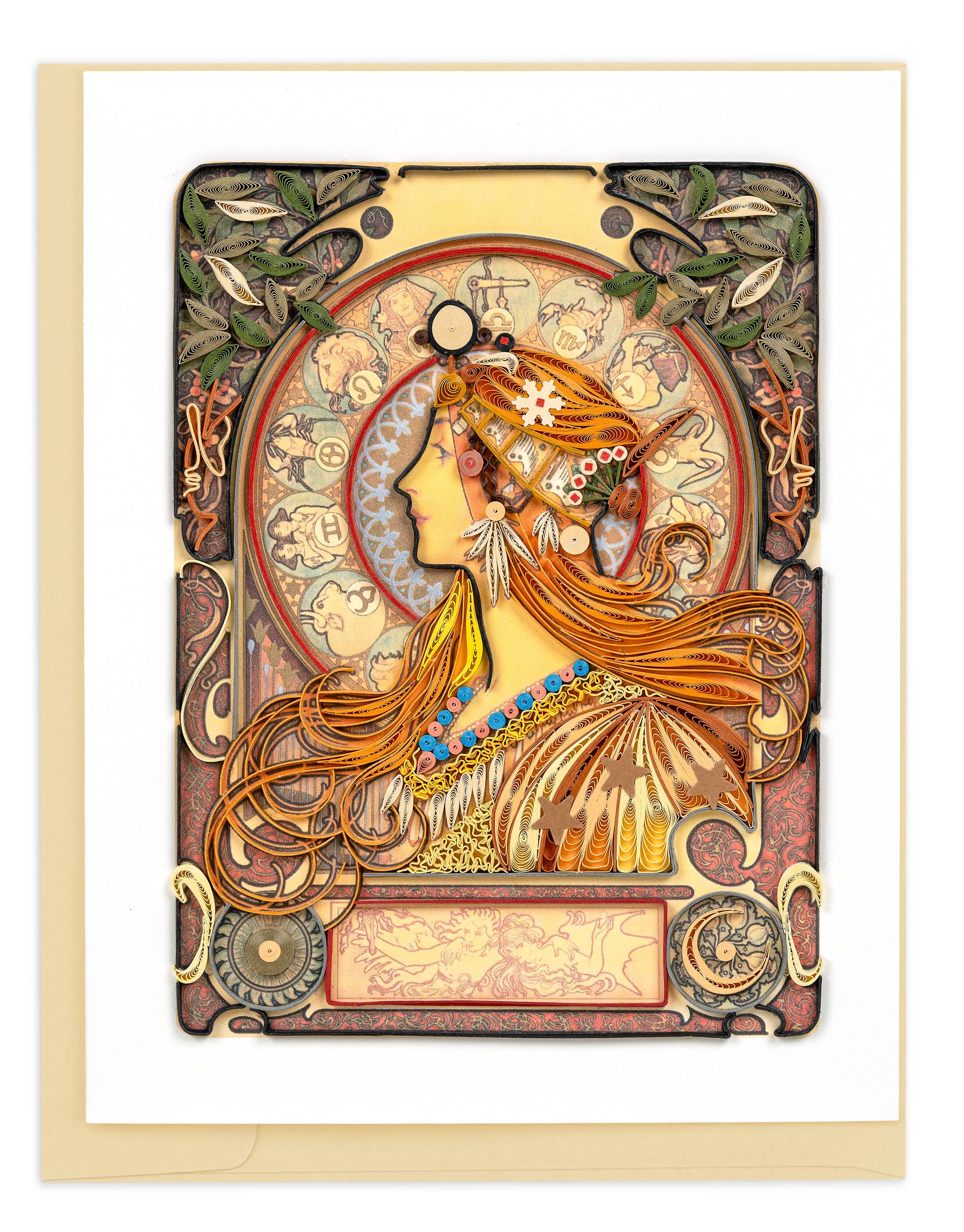 Zodiac - Mucha - Artist Series Quilled Card