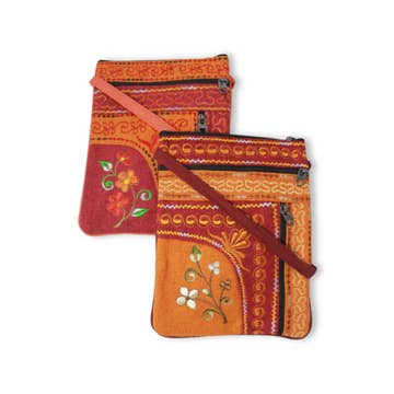 Jari Floral Vertical Zip Passport Bag