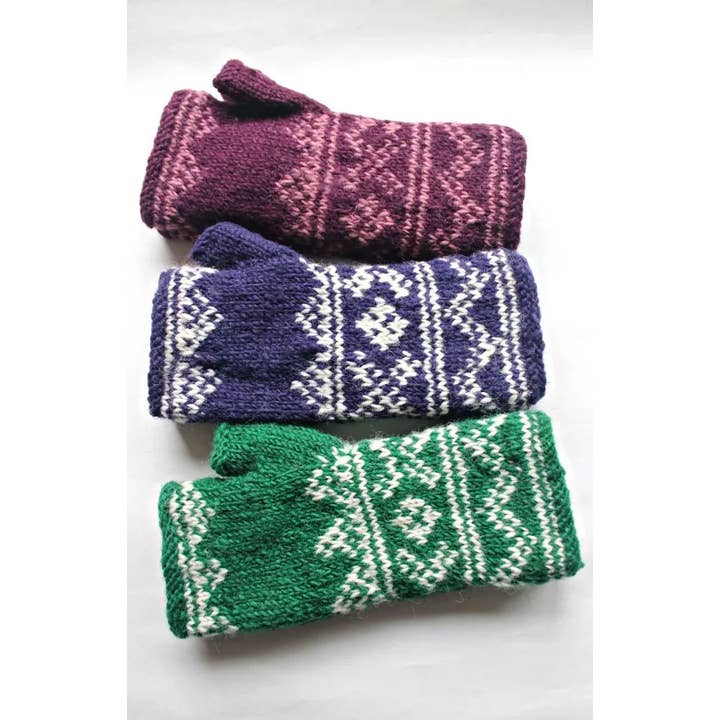 Nordic Fingerless Wool Gloves - Assorted