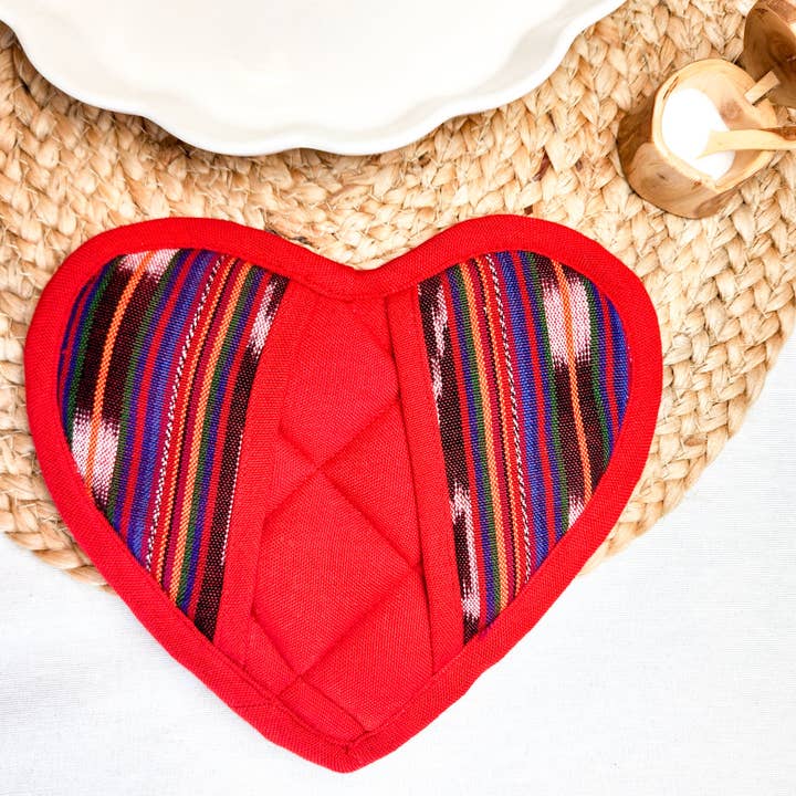 Woven Heart Red Potholder