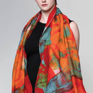 Red Multi Sakshi Fine Wool Shawl