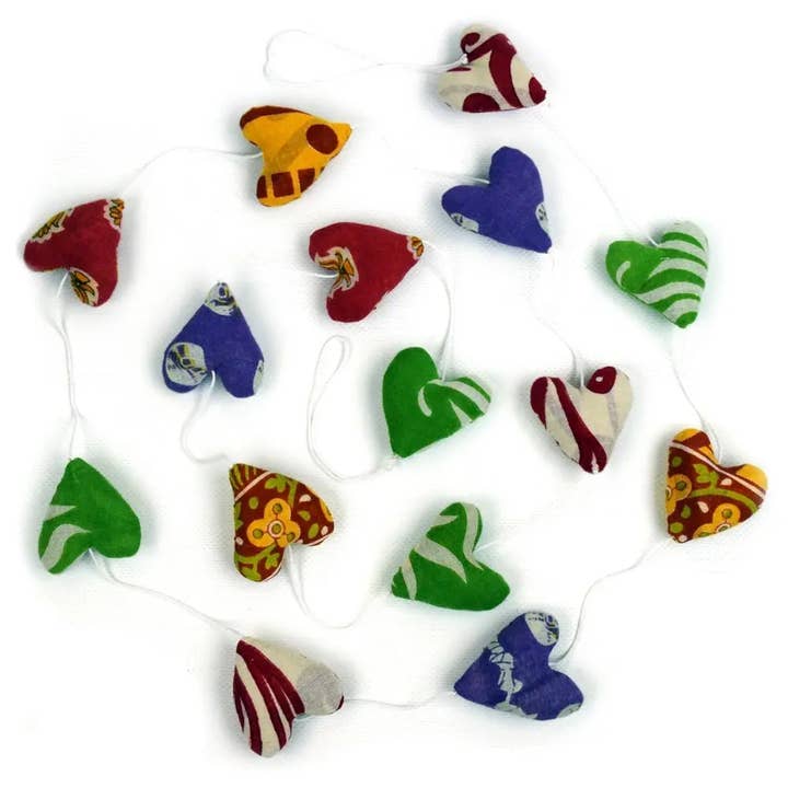 Kantha Heart Garland (78&quot; L) - Assorted