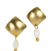 Brass &amp; Mother of Pearl Post Earrings