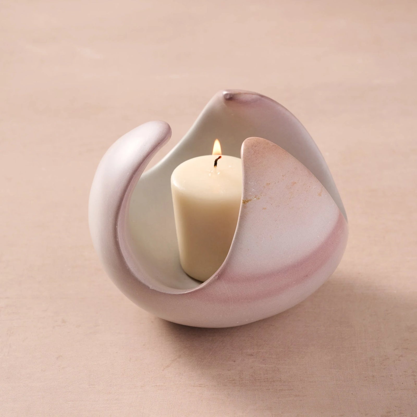 Lotus Kisii Stone Candleholder