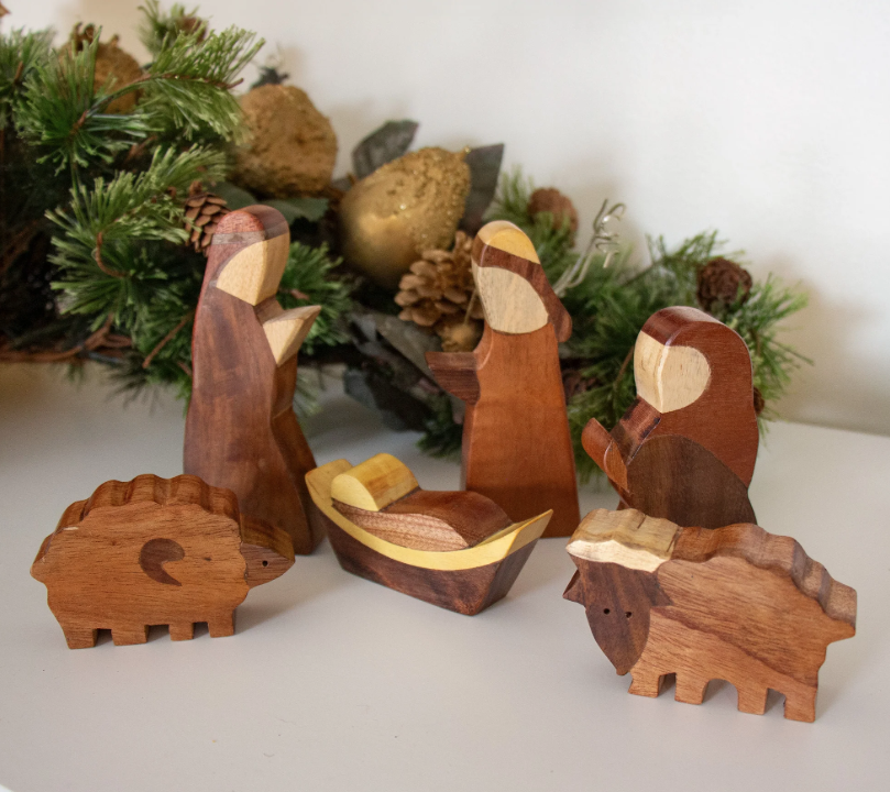 Joint Wood Nativity - Set of 6