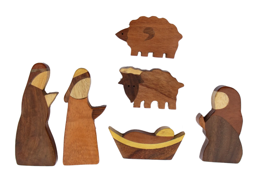 Joint Wood Nativity - Set of 6