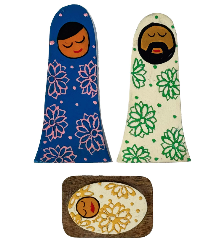 Mango Wood Holy Family Nativity - Set of 4