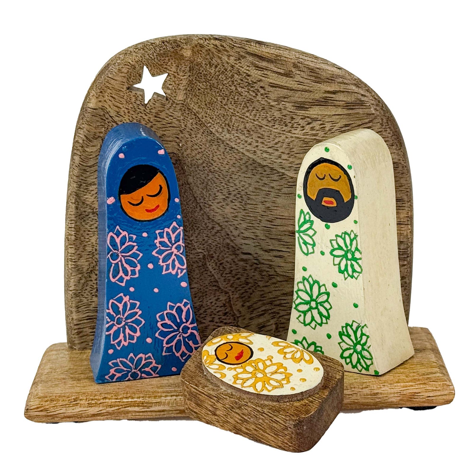 Mango Wood Holy Family Nativity - Set of 4