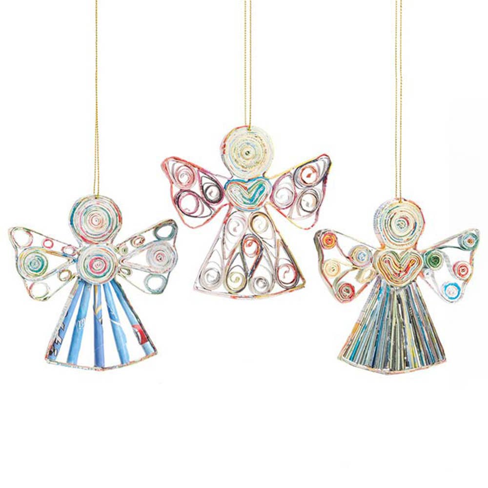 Recycled Magazine Angel Ornament