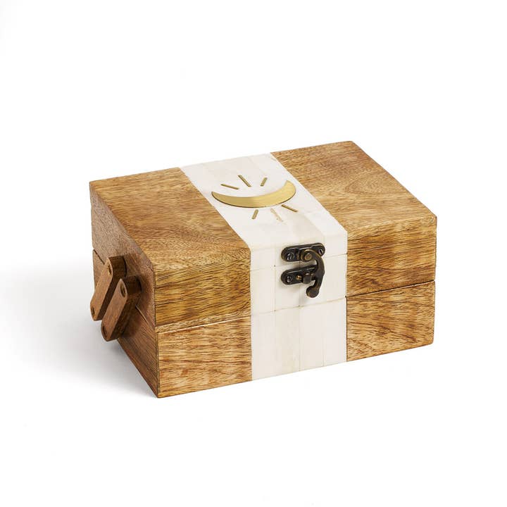 2-Tiered Mango Wood Jewelry Box