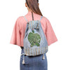 Blue Sea Turtle Embroidered Drawstring Backpack