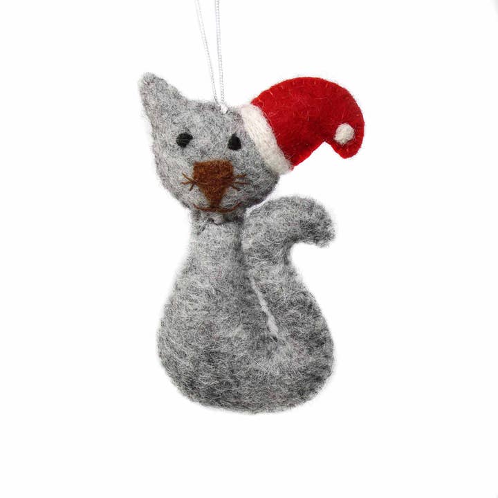 Santa Cat Felt Ornament