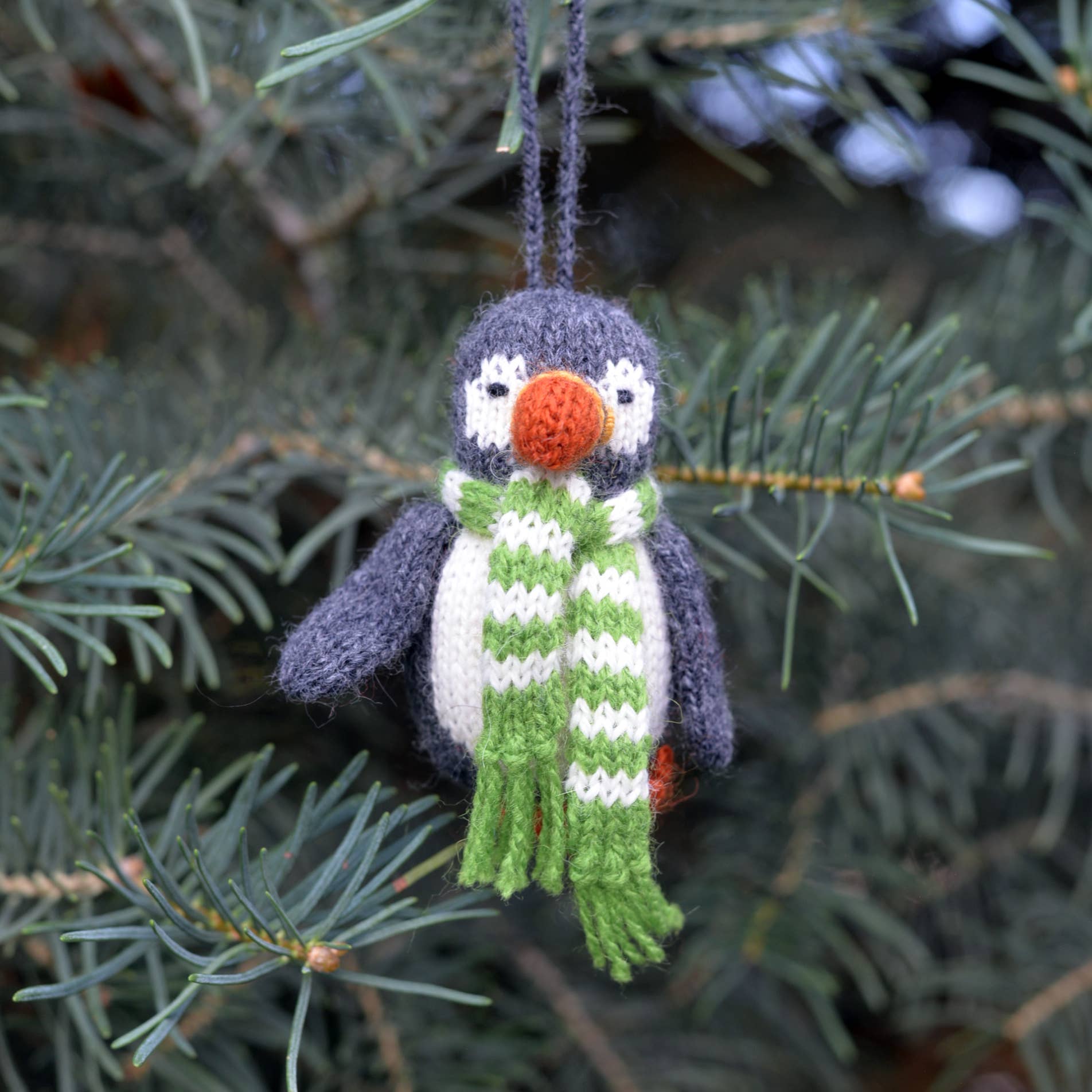 Handmade Knit Puffin Ornament - Fair Trade